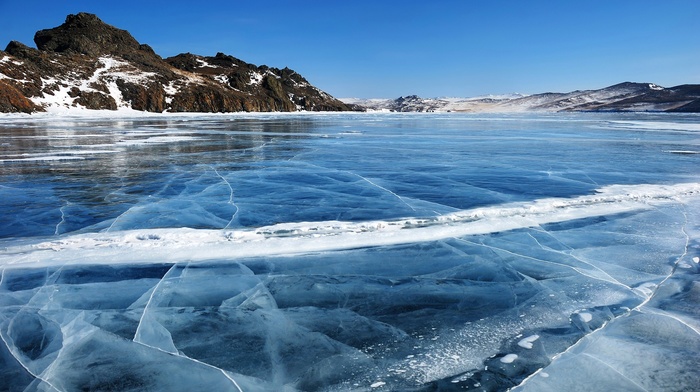 lake, nature, winter, ice, landscape