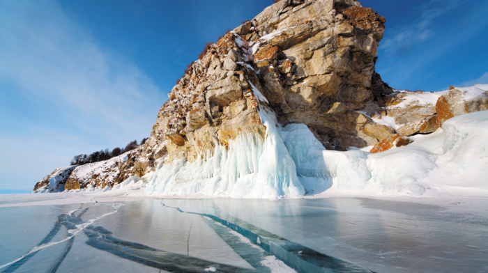 winter, landscape, lake, nature, ice