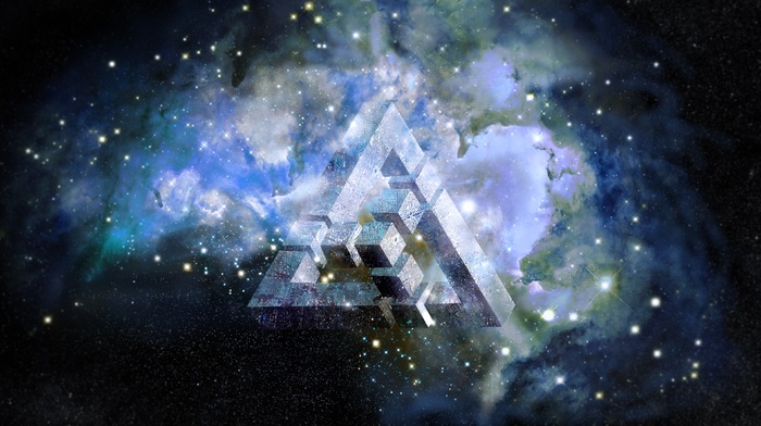 triangle, nebula, space, abstract
