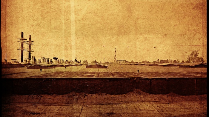 old, sepia, filter, rooftops, industrial
