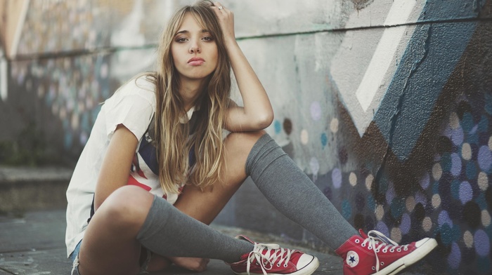 girl, walls, model