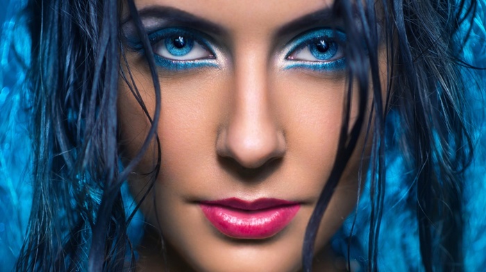 portrait, model, girl, makeup, blue eyes, closeup, face