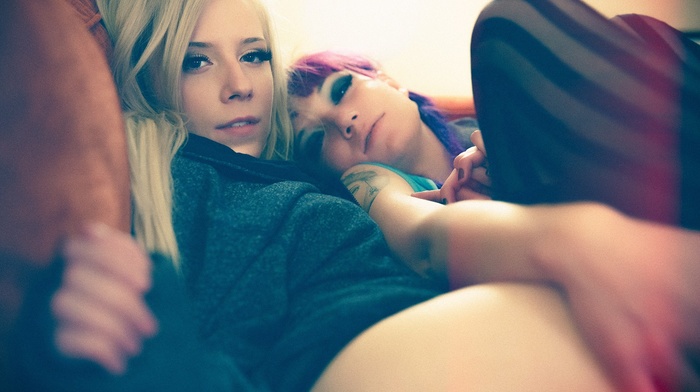 blonde, girl, model, brunette