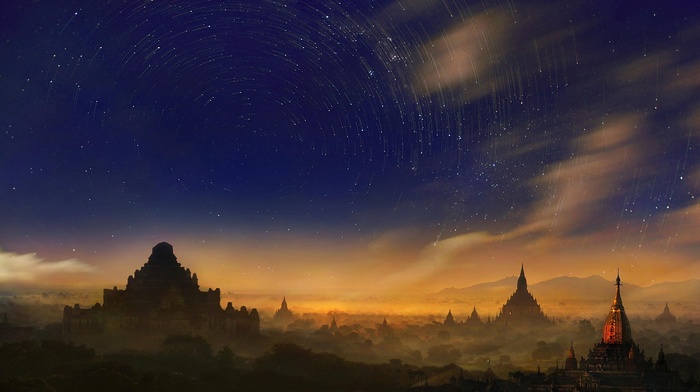 Myanmar, stars, Weerapong Chaipuck, sky, Bagan, space, long exposure, Burma