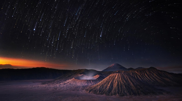 mountain, Weerapong Chaipuck, nature, volcano, sky, stars, long exposure, landscape