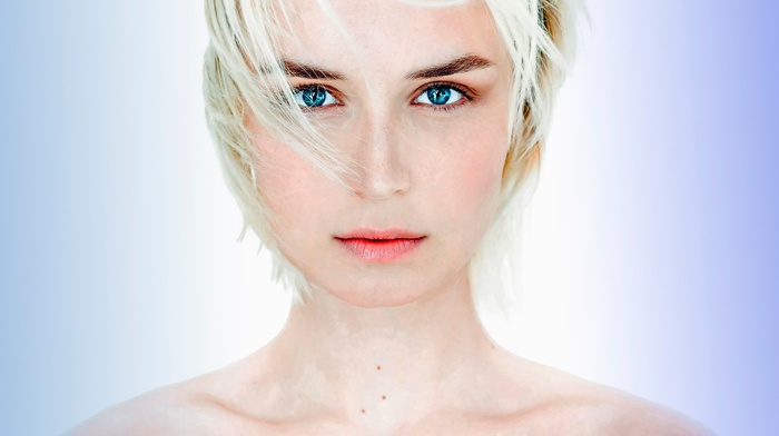 model, blue eyes, face, blonde, portrait, girl