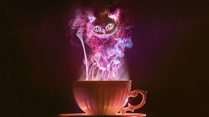 tea, smoke, cup, Alice in Wonderland, Cheshire Cat