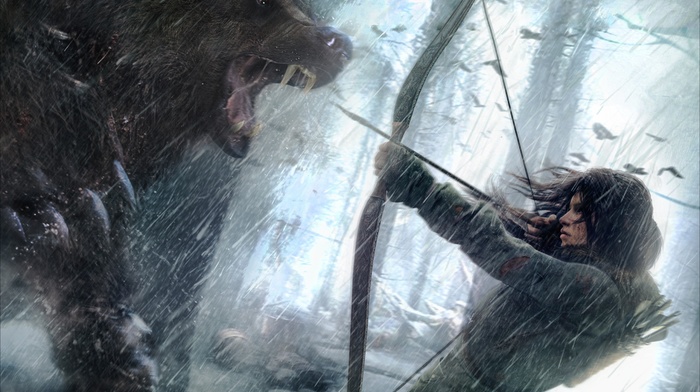 snow, Rise of the Tomb Raider, bow and arrow