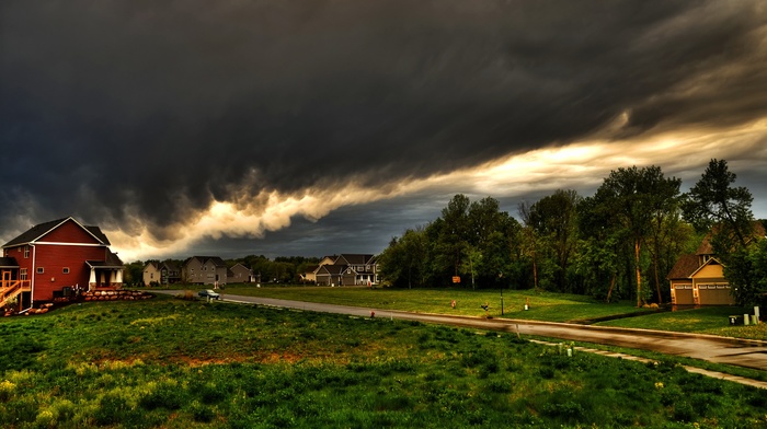 nature, clouds, house