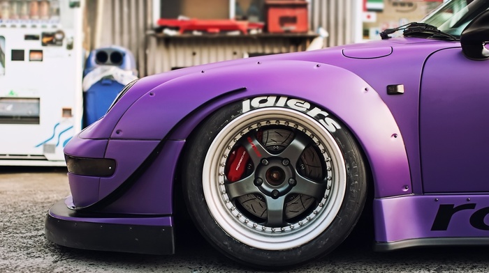 Porsche, purple, race cars, modified, car, neon