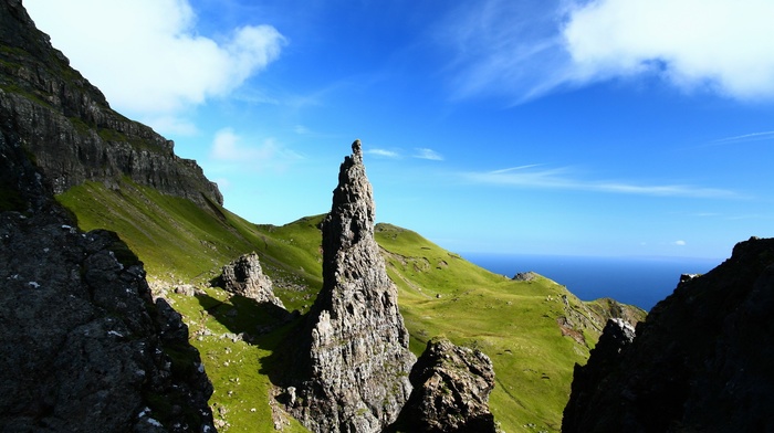 rock, nature, Scotland, landscape, UK, cliff, coast