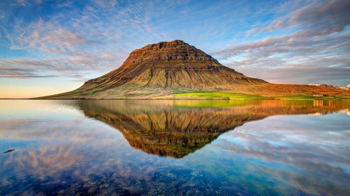 Iceland, landscape, clouds, nature, reflection