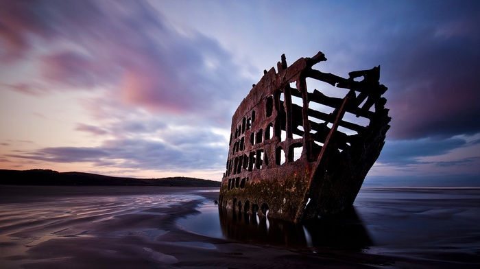 landscape, shipwreck, nature, wreck, beach, Oregon