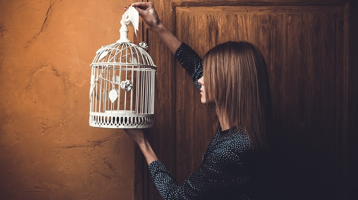 walls, girl, cages, door