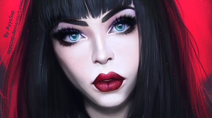 realistic, dark hair, girl