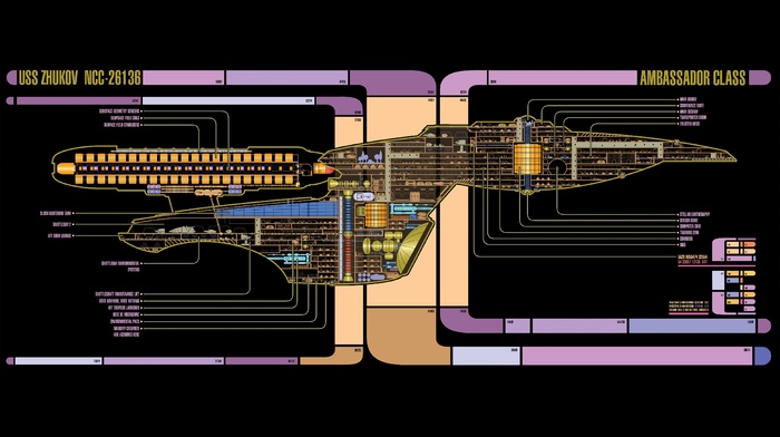 Star Trek, spaceship, LCARS, schematic
