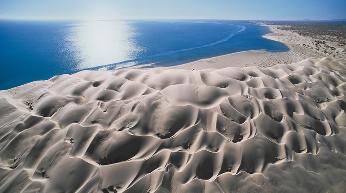 sand, nature, dune, Mexico, erosion, blue, water, wind, landscape, sea, beach, Baja California