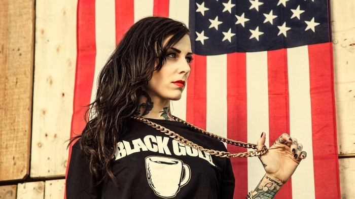 flag, tattoo, model