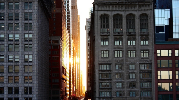 Chicago, architecture, building, Sun