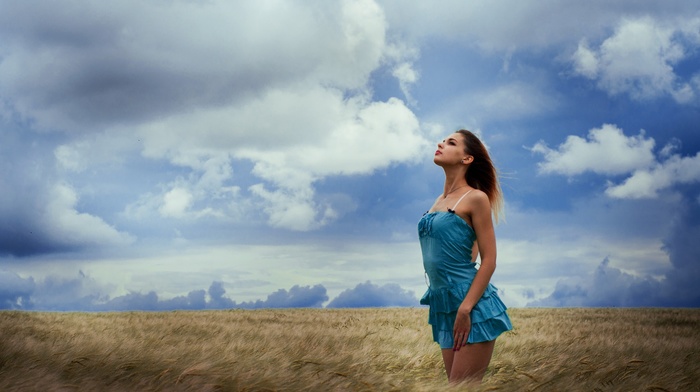 girl, grass, model