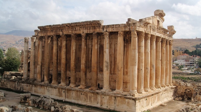 Lebanon, architecture, pillar, ruin, Baalbek