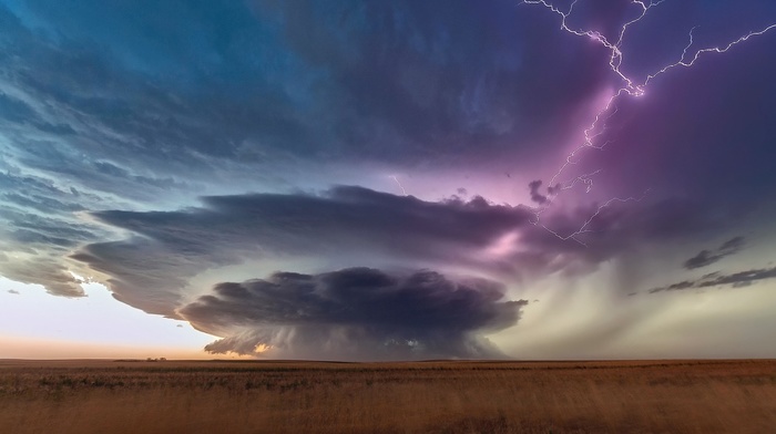 clouds, South Dakota, overcast, storm, nature, lightning, plains, landscape