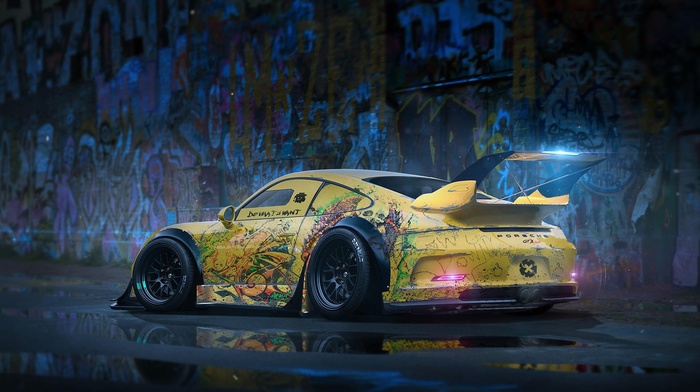 Porsche 911 GT3, Porsche, vehicle, car, yellow cars
