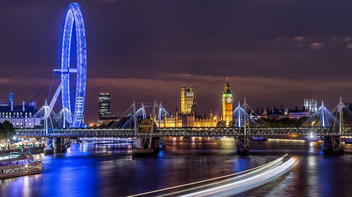 Westminster, london eye, city, building, River Thames, London