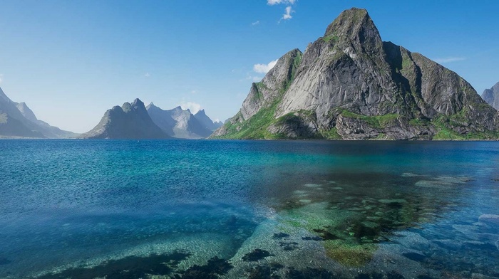 nature, water, Norway, landscape, summer, island, mountain, Lofoten