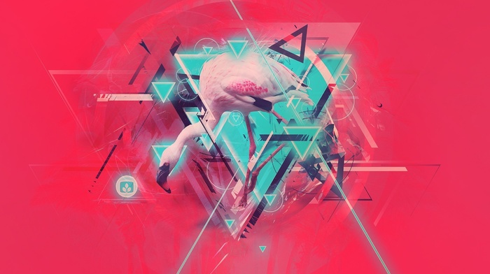 abstract, flamingos, digital art