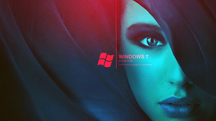 girl, window, simple background, Windows 7