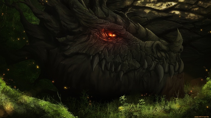 forest, dragon, Smaug, artwork, fantasy art