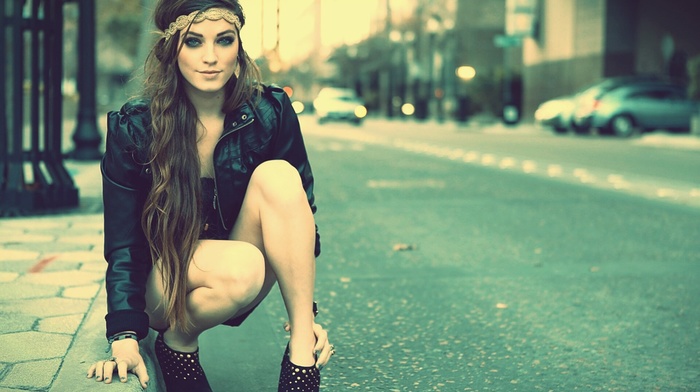 street, legs, brunette, Braveheart, girl