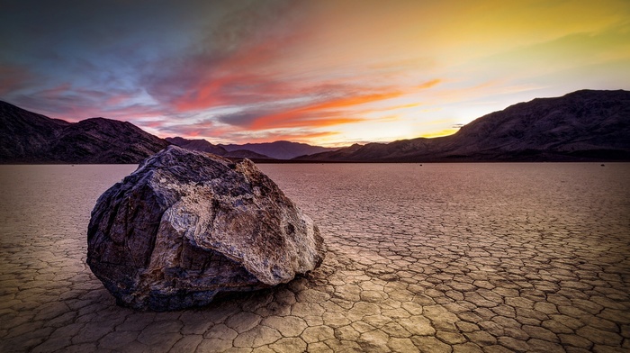 clouds, nature, rock, sunset