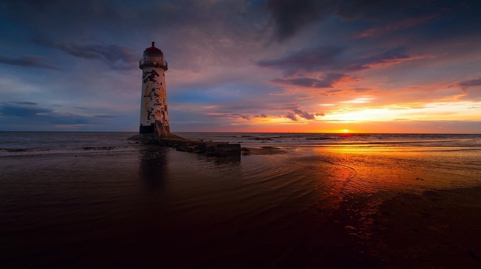 water, lighthouse, sand, depth of field, sunset, nature, rust, photography