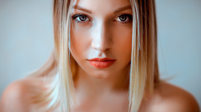 girl, blonde, portrait, face