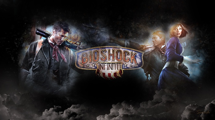 video games, BioShock Infinite, elizabeth bioshock, clouds, artwork, Booker DeWitt