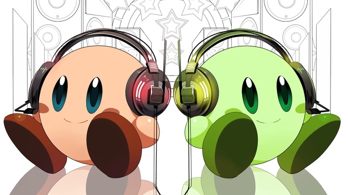 video games, headphones, Kirby