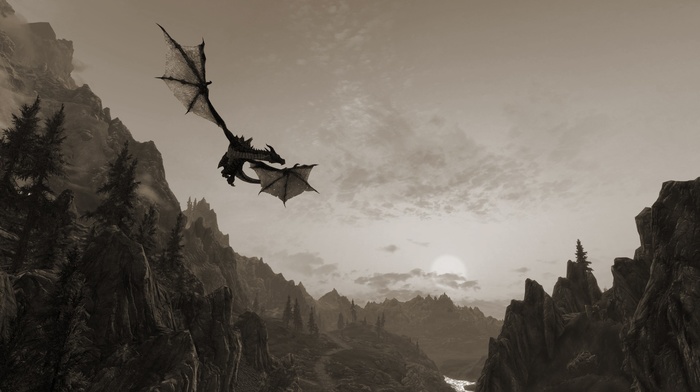 video games, dragon, the elder scrolls v skyrim