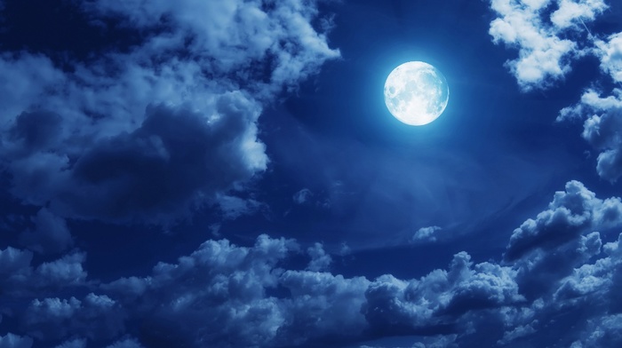 clouds, moon, sky, moonlight