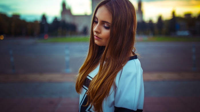 model, girl, face, city
