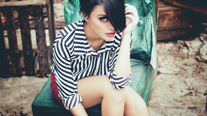 girl, sitting, face