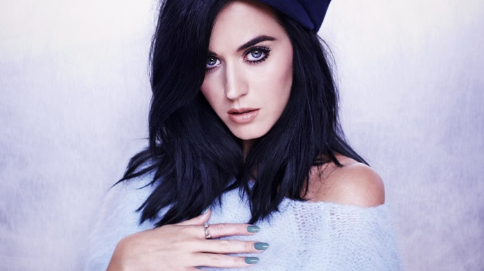 portrait, Katy Perry, face, girl, brunette, singer, blue eyes
