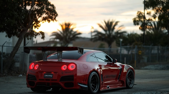 red cars, Nissan GT, R, race cars, road