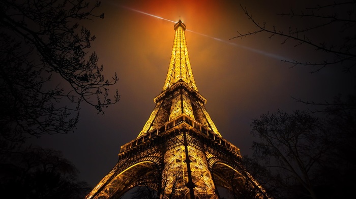 Eiffel Tower, tower, vignette, night, Paris