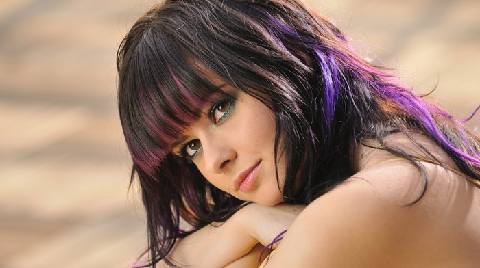 dyed hair, bangs, girl