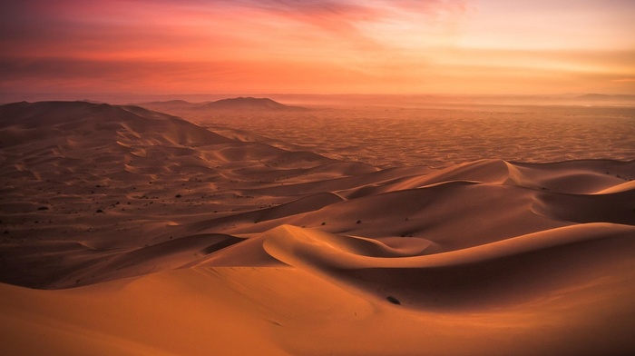 nature, desert, dune, Morocco, sunset, landscape