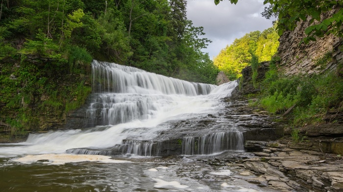 waterfall, landscape, nature