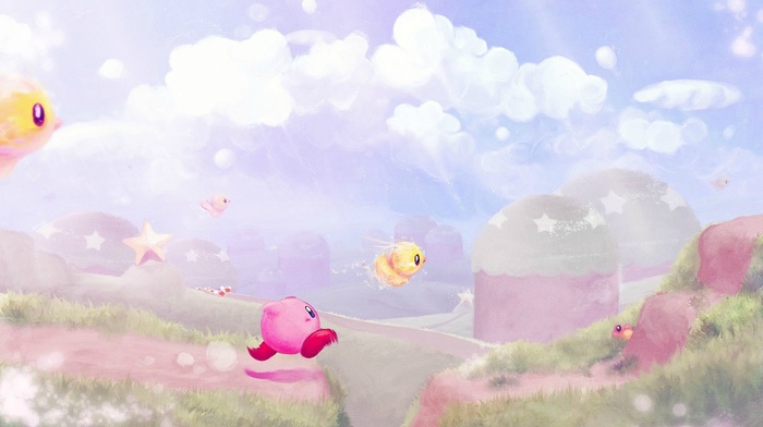 video games, digital art, Kirby