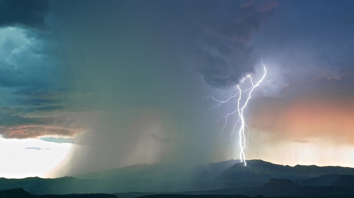 landscape, storm, nature, lightning